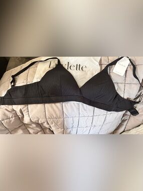 Lively Black Ribbed Wireless Bralette by Lively
